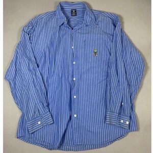 Vintage Warner Bros Studio Store Marvin the Martian Striped Button Up Shirt XL